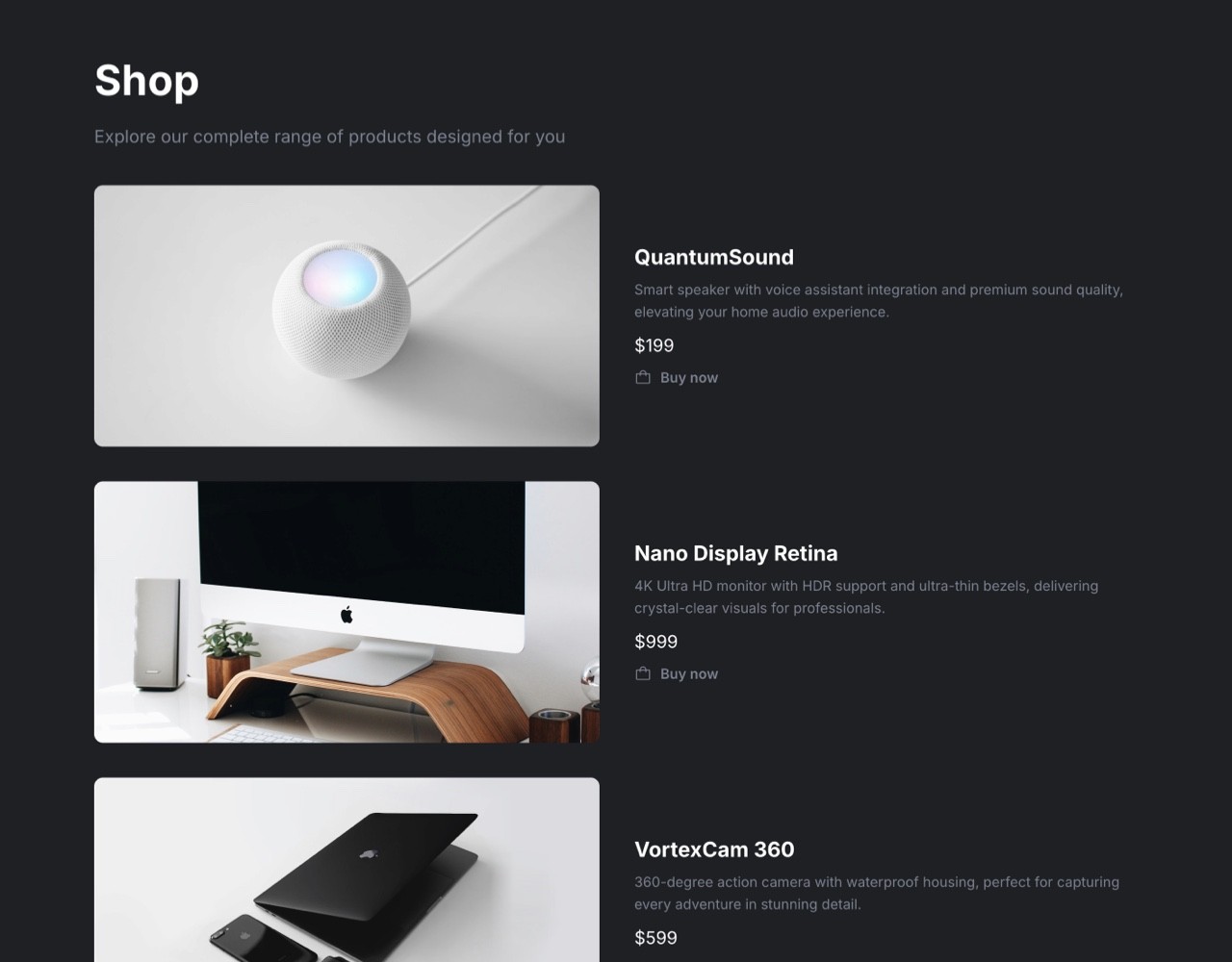 Framer Dark Shop Ecommerce Store Section - Frameblox UI