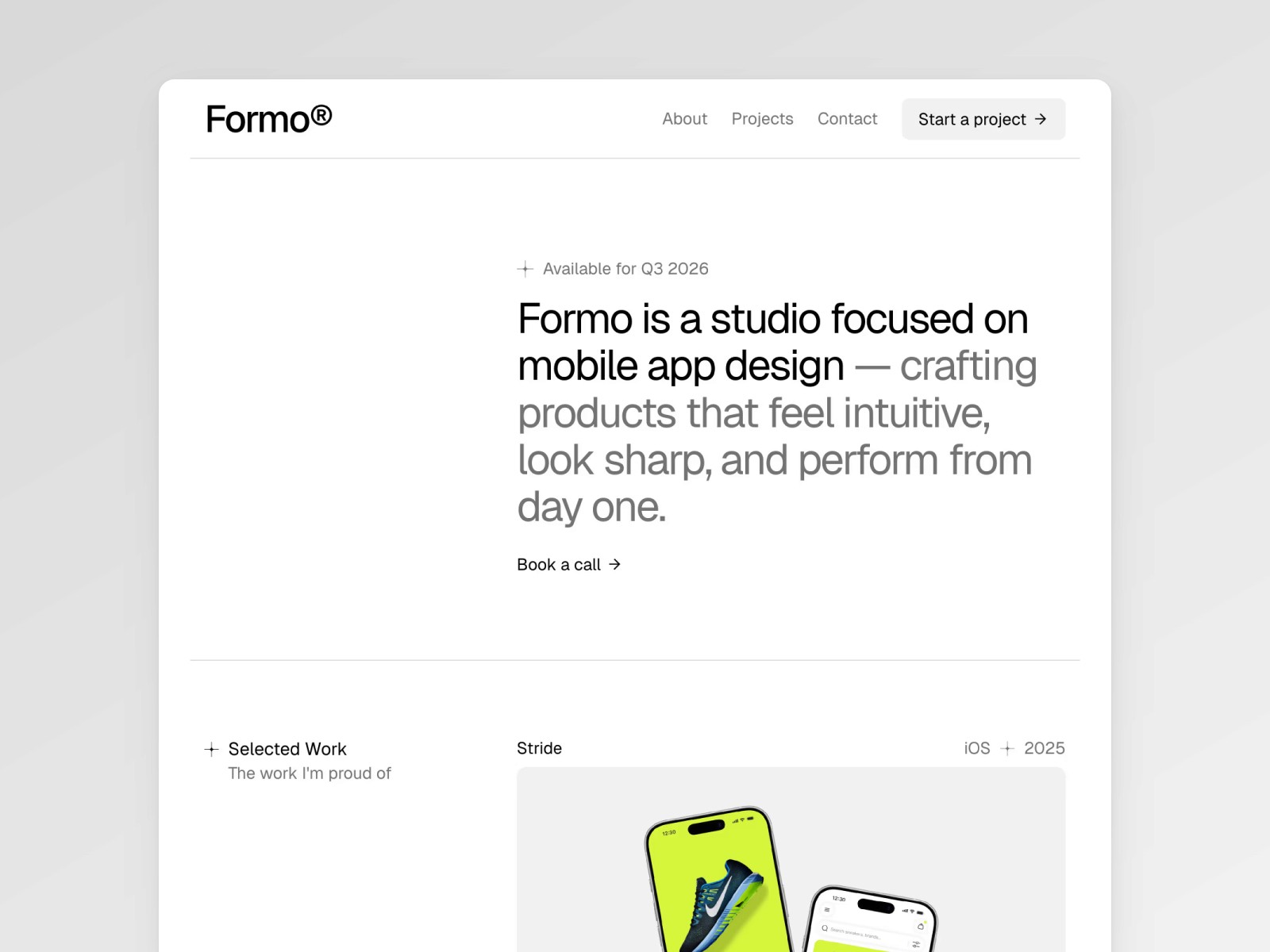 Formo — 极简现代作品集网站设计灵感