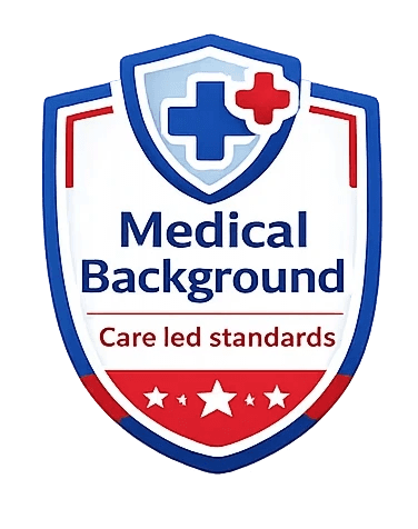 Medical Background, icon of a medical shield with a cross, trust badge for On Call Medical in Fresno California