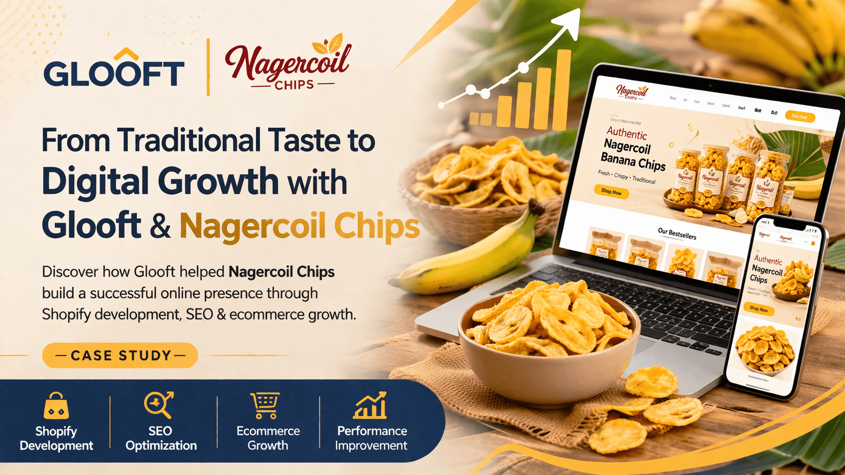 Glooft helping Nagercoil Chips grow online with Shopify development, SEO optimization, and ecommerce solutions for traditional banana chips.