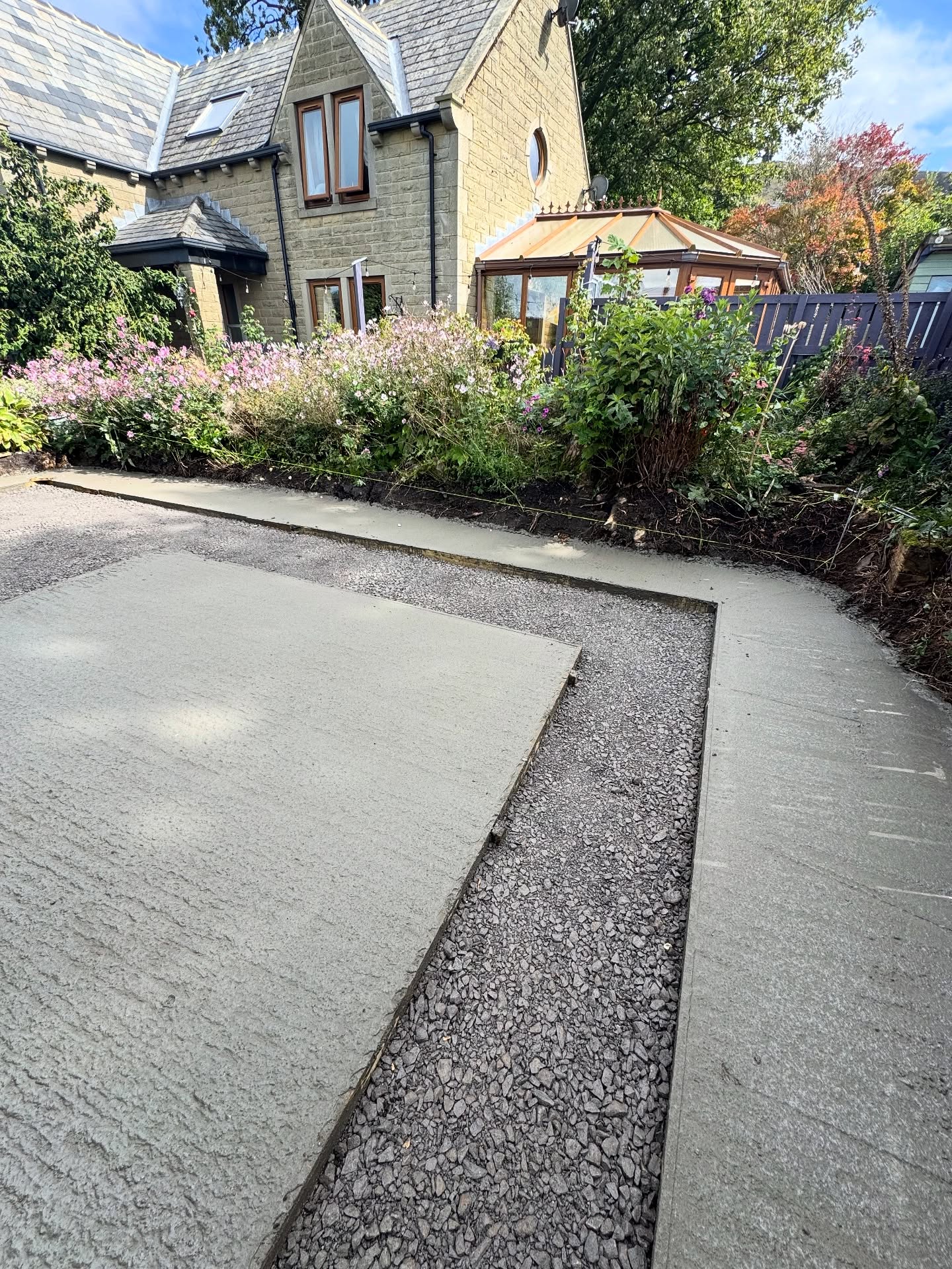 Prepared concrete base and groundwork for the new summer house