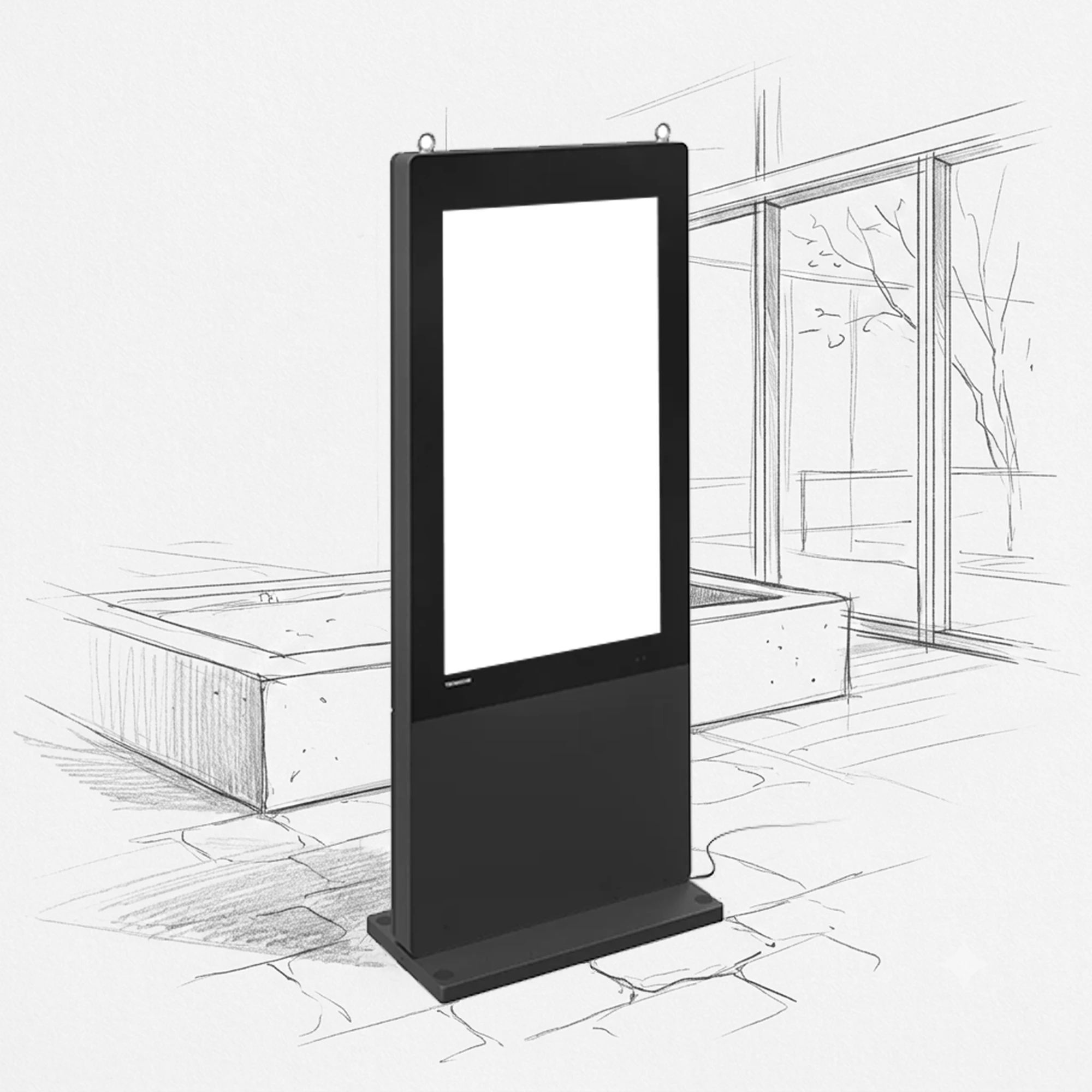 Outdoor-Digital-Signage-Display im Hochformat, wetterfest, indoor und outdoor