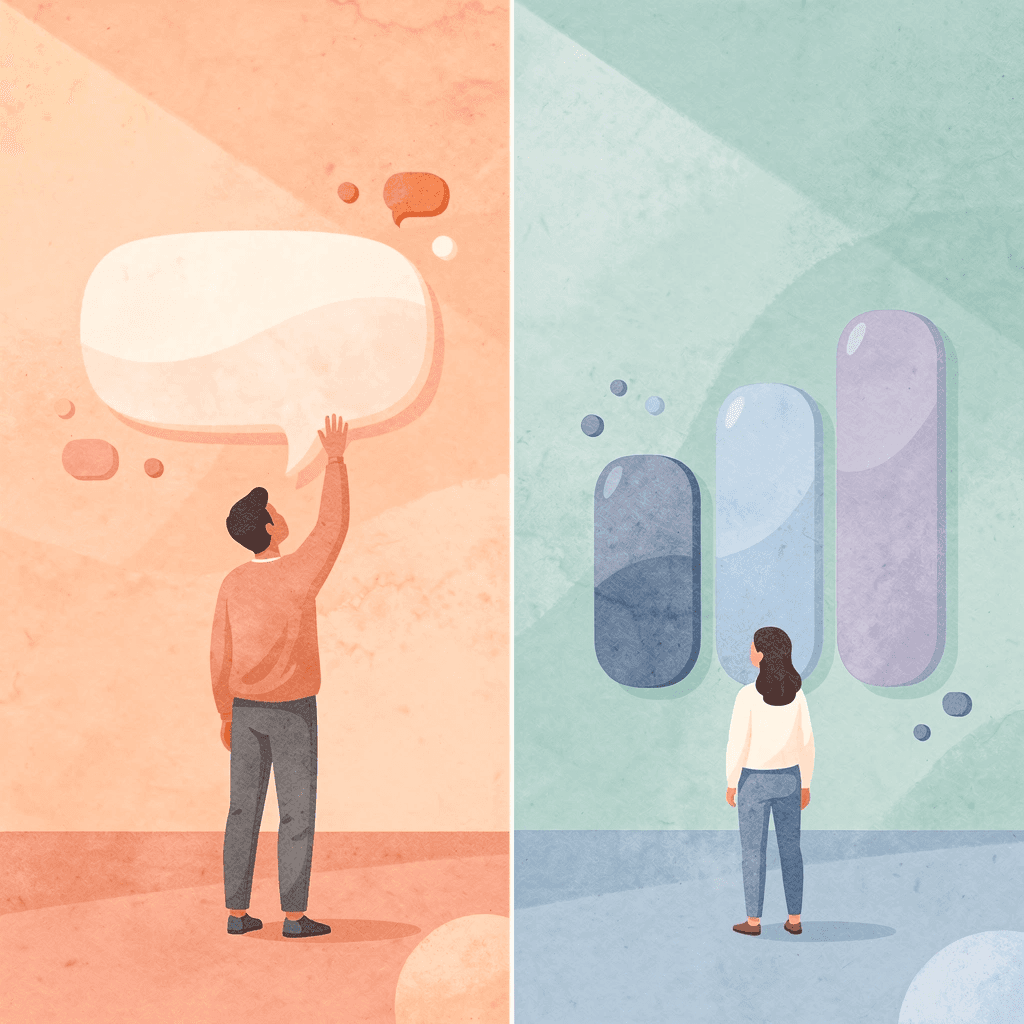 Split scene illustration showing traditional SEO versus AI-powered search approaches - Hire SEO Agency