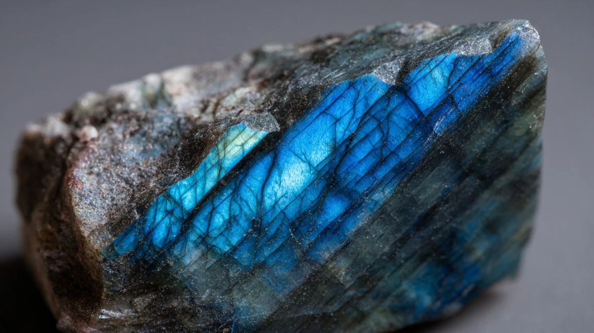 Labradorite showing internal layer structure and color play