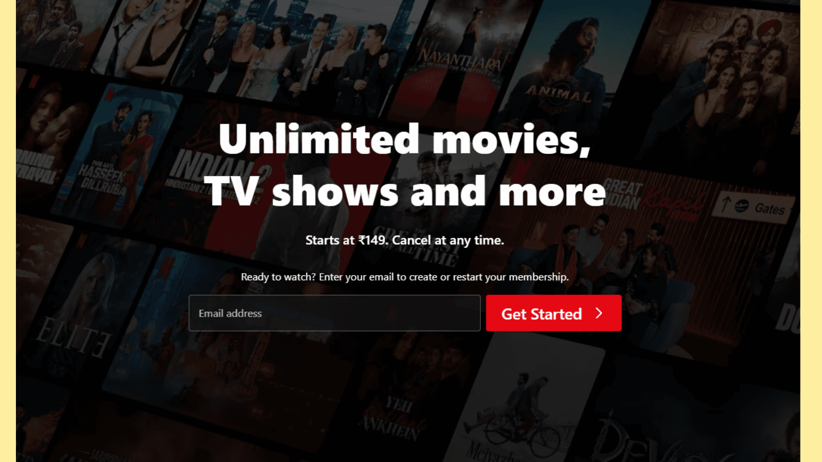 login page of netflix