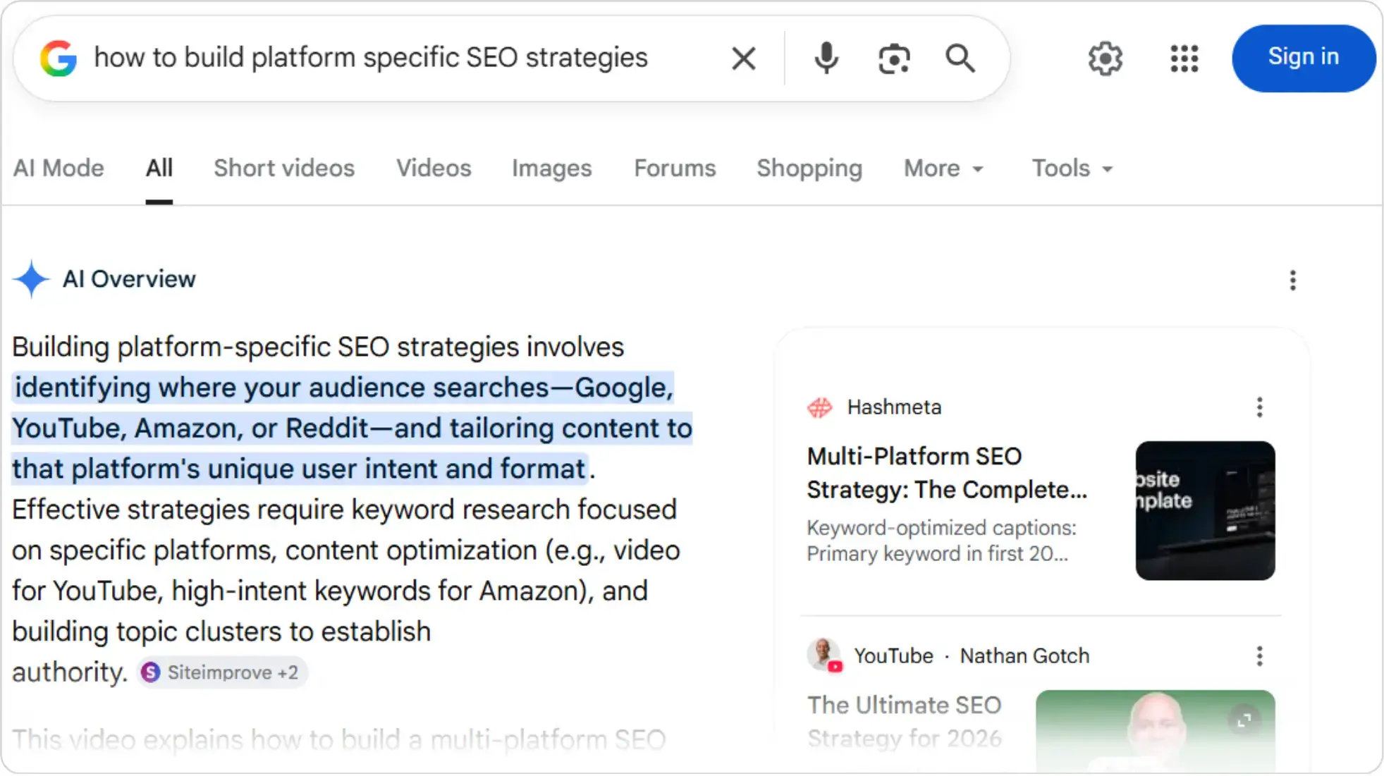 Google Search interface displaying an AI Overview