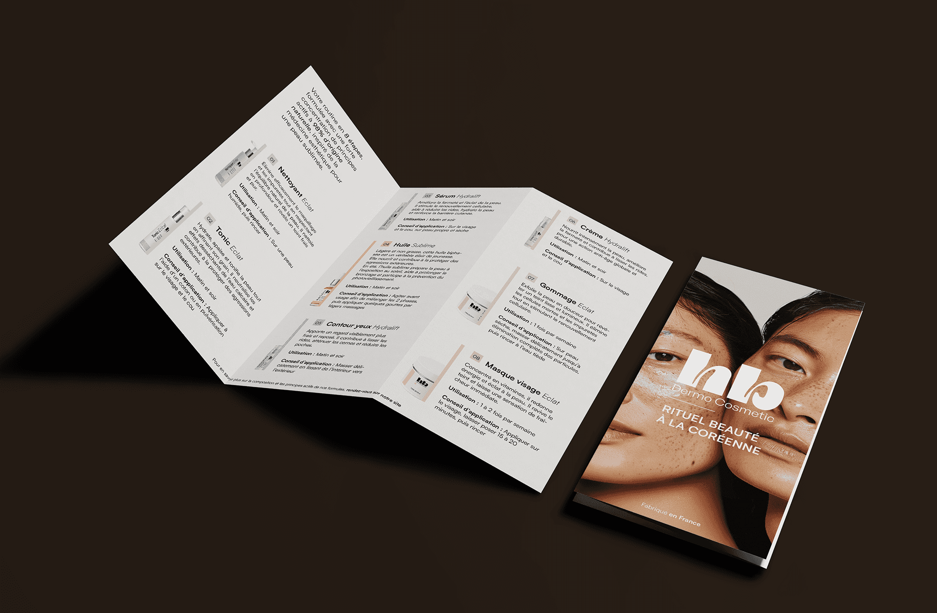 Mise en page et design de plaquette commerciale pour institut de beauté par Aspect Studio
