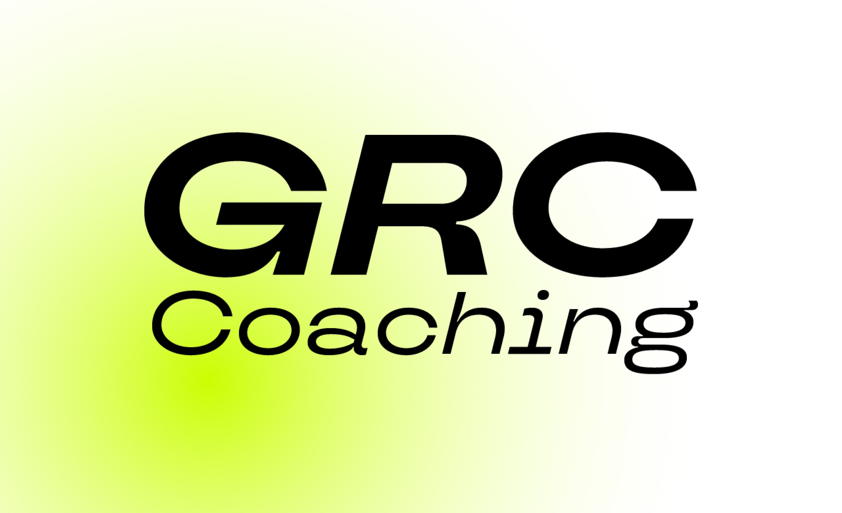 Logo GRC Coaching, coach sportif, avec typographie noire et accent vert fluo sur fond blanc.
