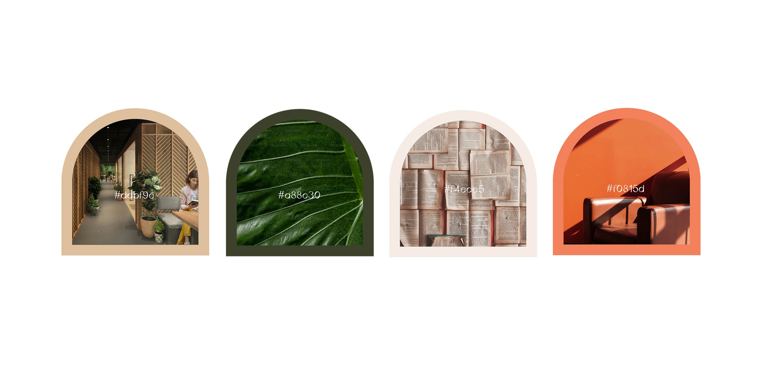 Brand identity colour palette and visual system showcasing multiple creative applications, highlighting versatility