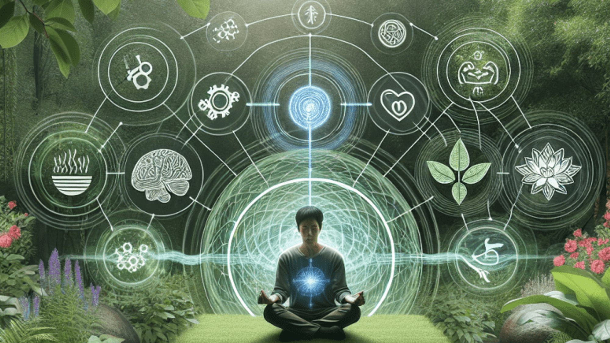 A person id doing meditation and working on his mind, heart, etc