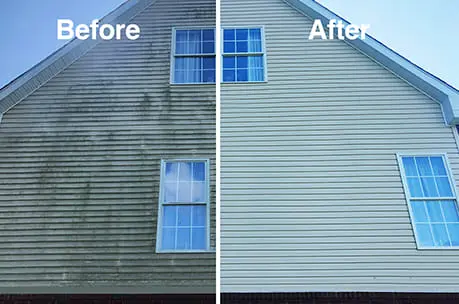 before and after exterior house pressure washed