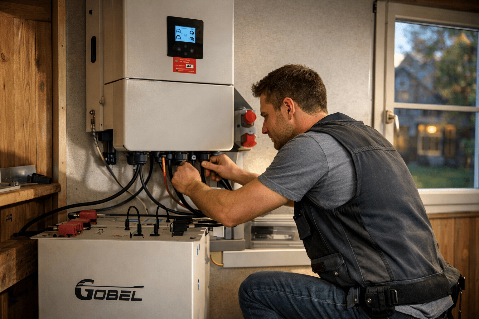 Installation eines Batteriespeichers bei Einfamilienhaus mit Solaranlage in der Schweiz.
