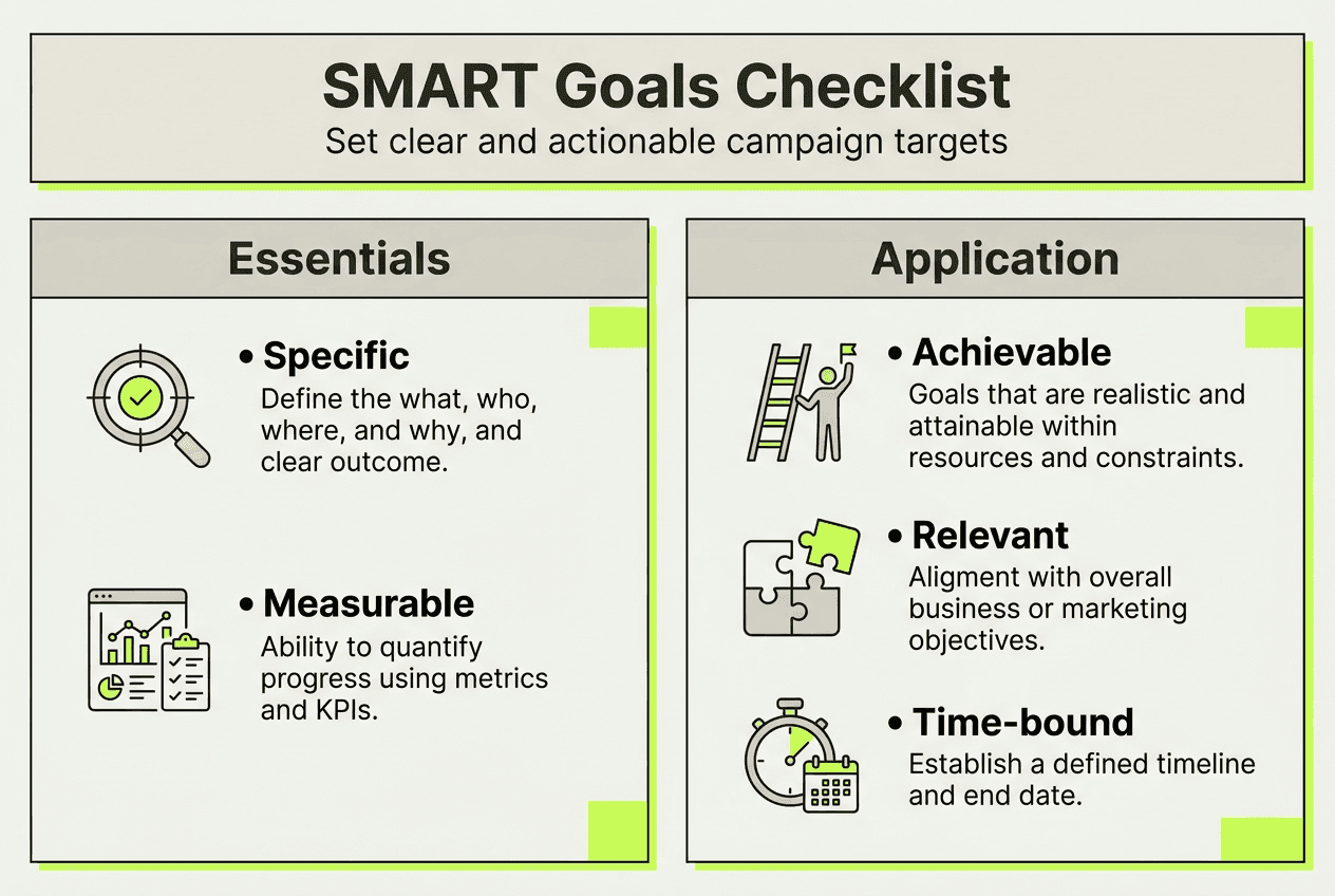 Infographic showing SMART goals checklist