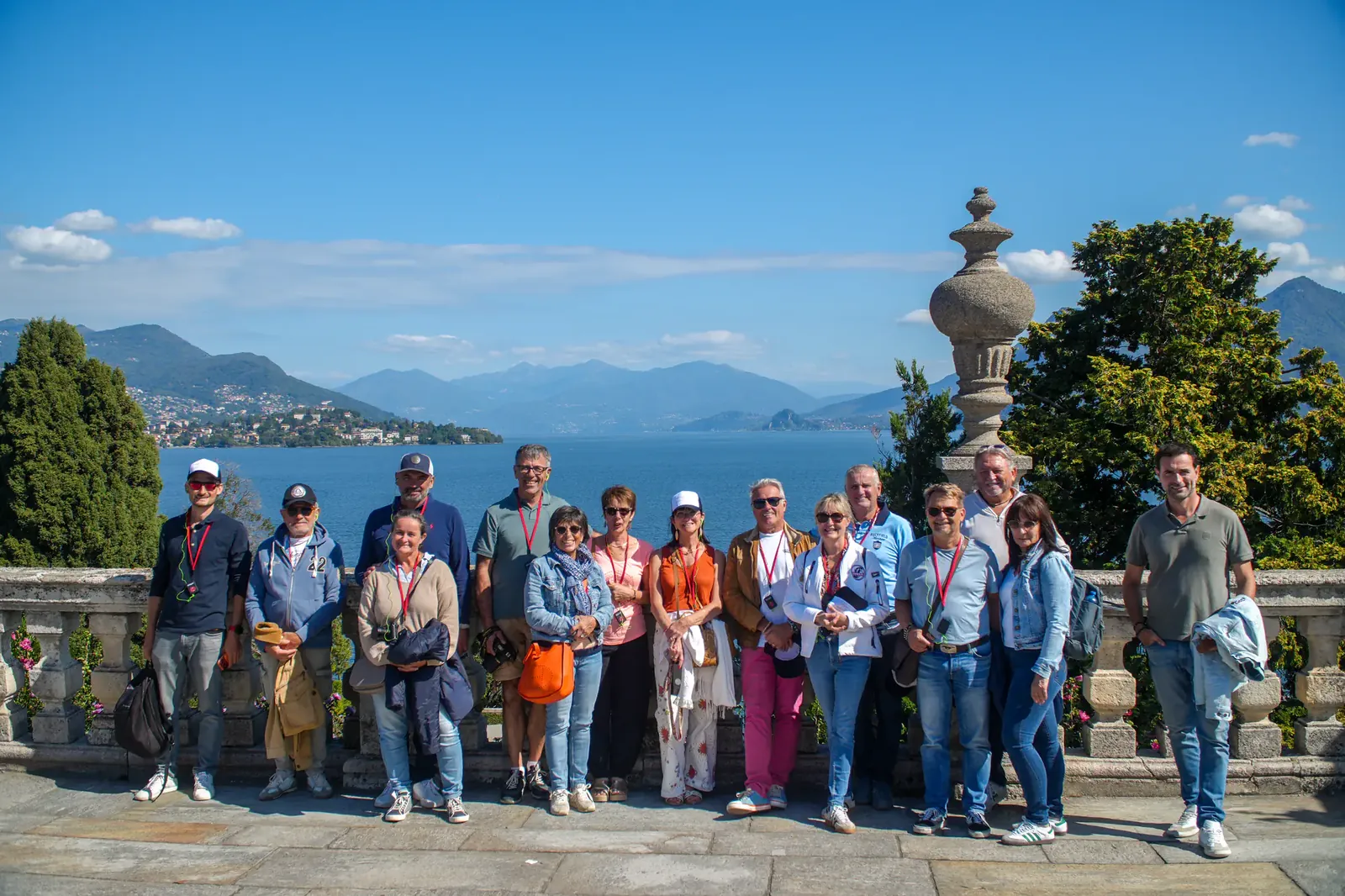 Le groupe du Club Cobra sur les terrasses d'Isola Bella, lac Majeur