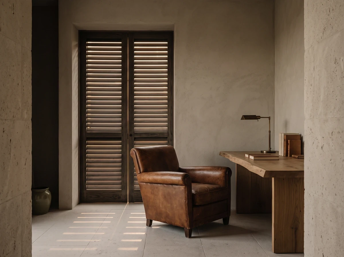 Private study with shuttered windows