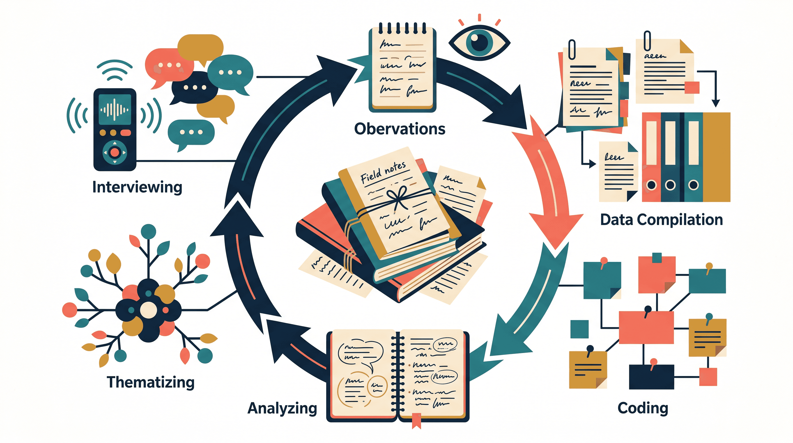 Qualitative research data and analysis cycle
