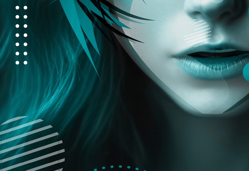 Teal Stare wall art detail