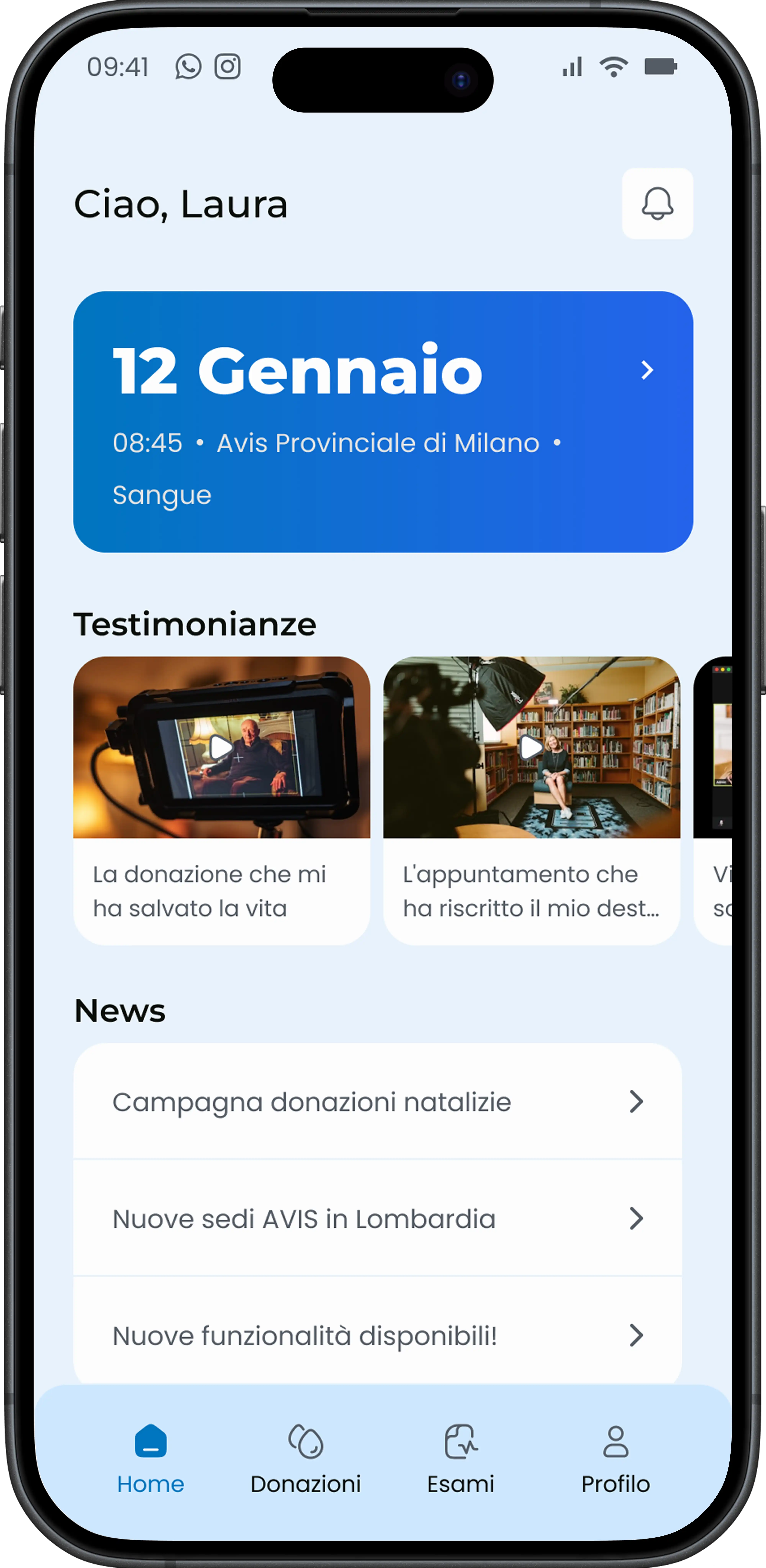 AVIS app homepage