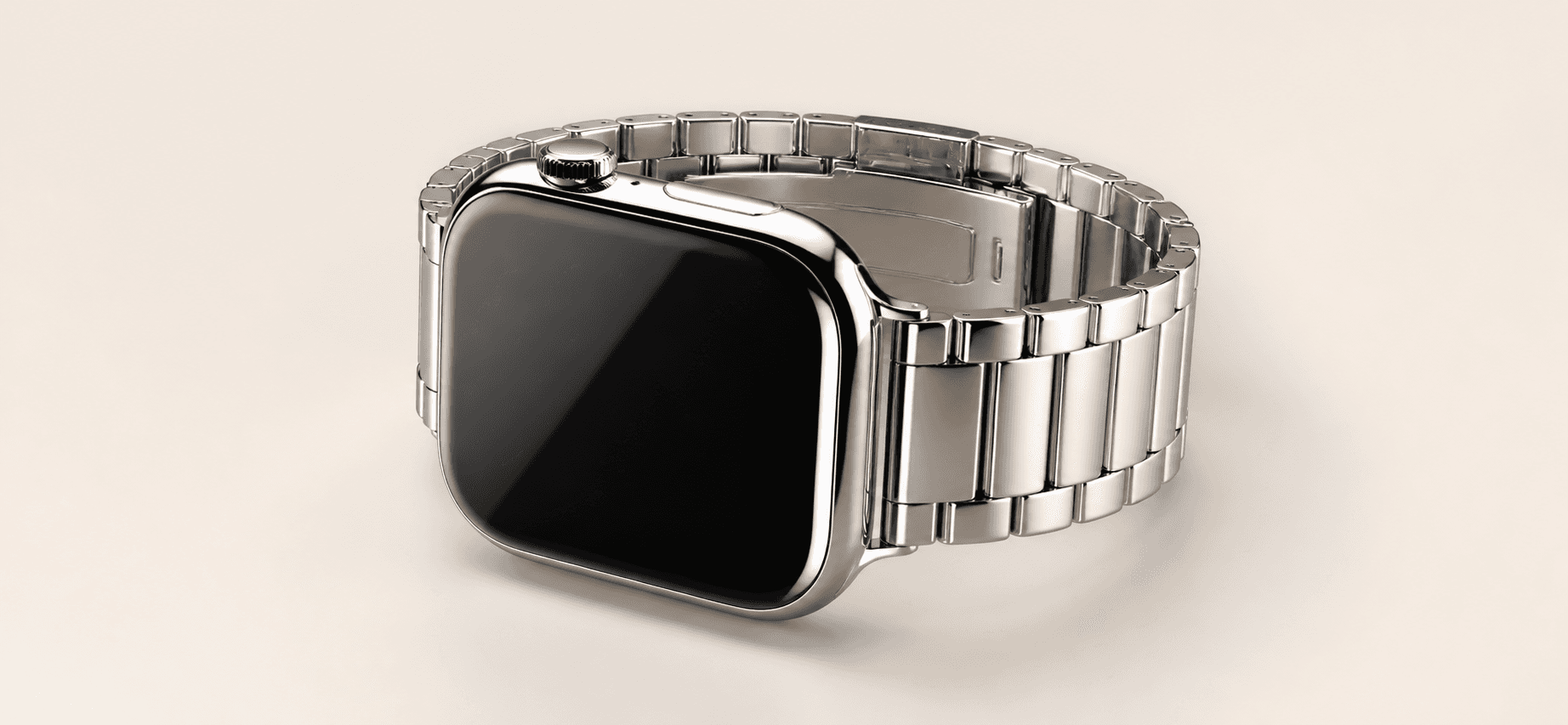 Smartwatch with mirror-polished stainless steel finish