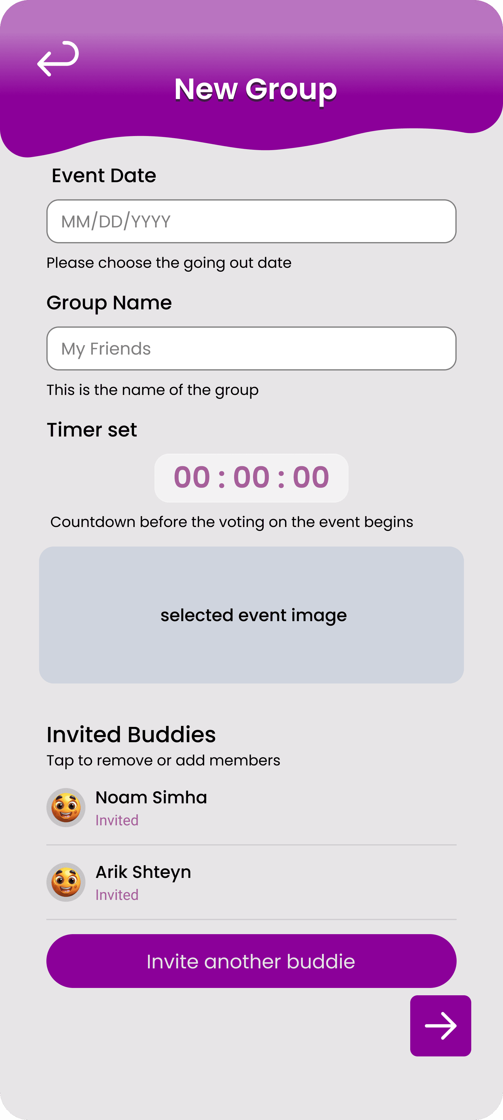 group info screen