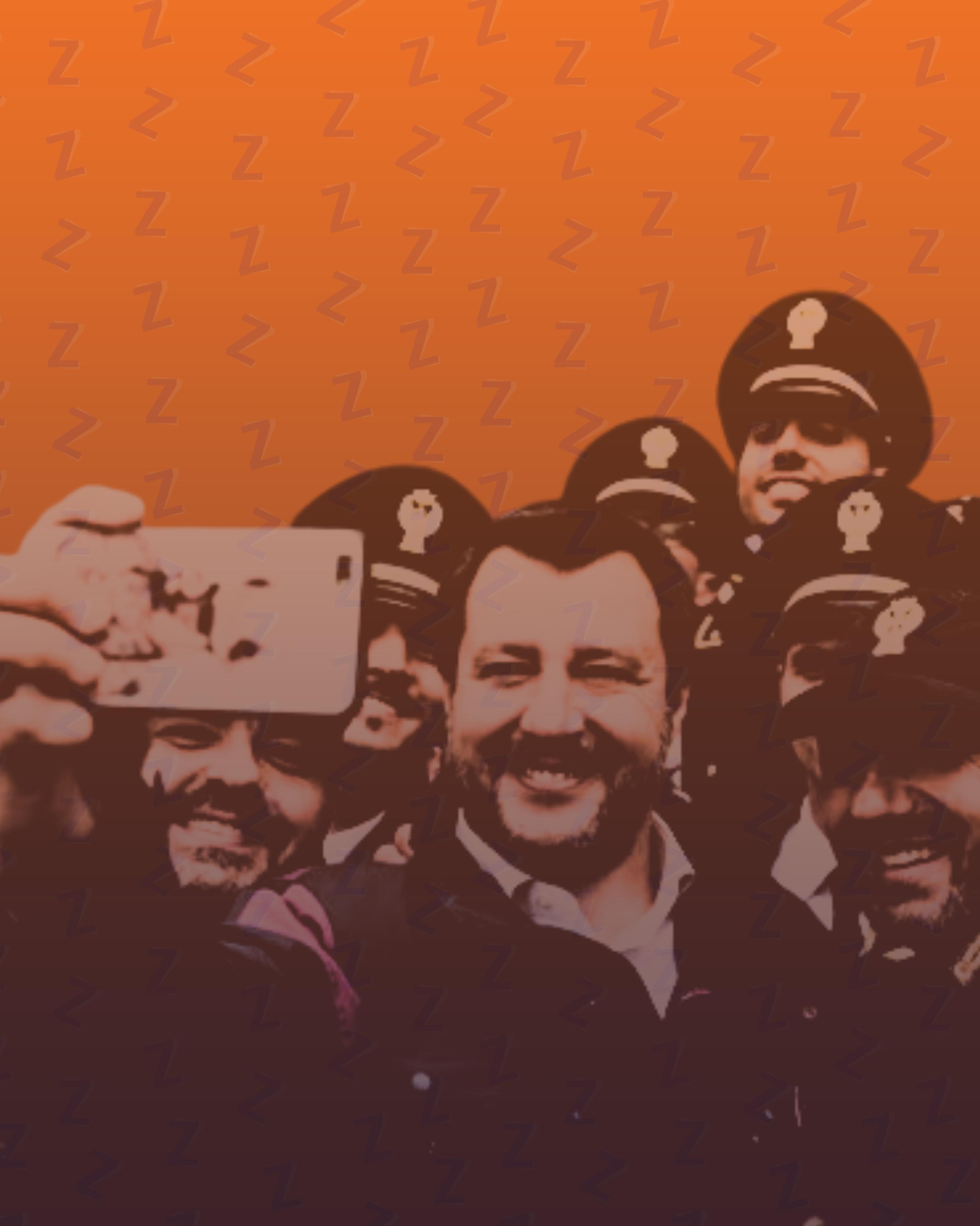 matteo salvini con forze dell'ordine