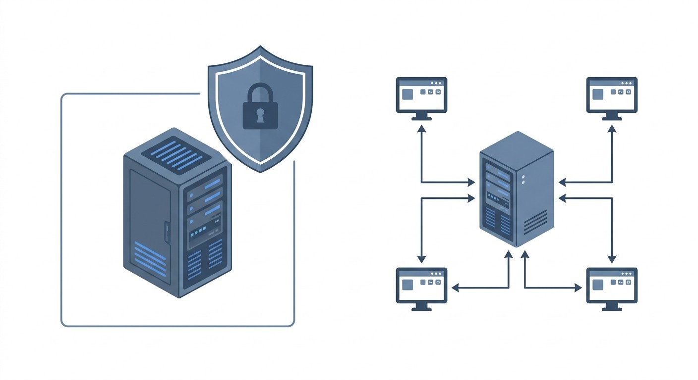 Diagram comparing Meta Muse isolated secure VM with Grok Bot shared account computer