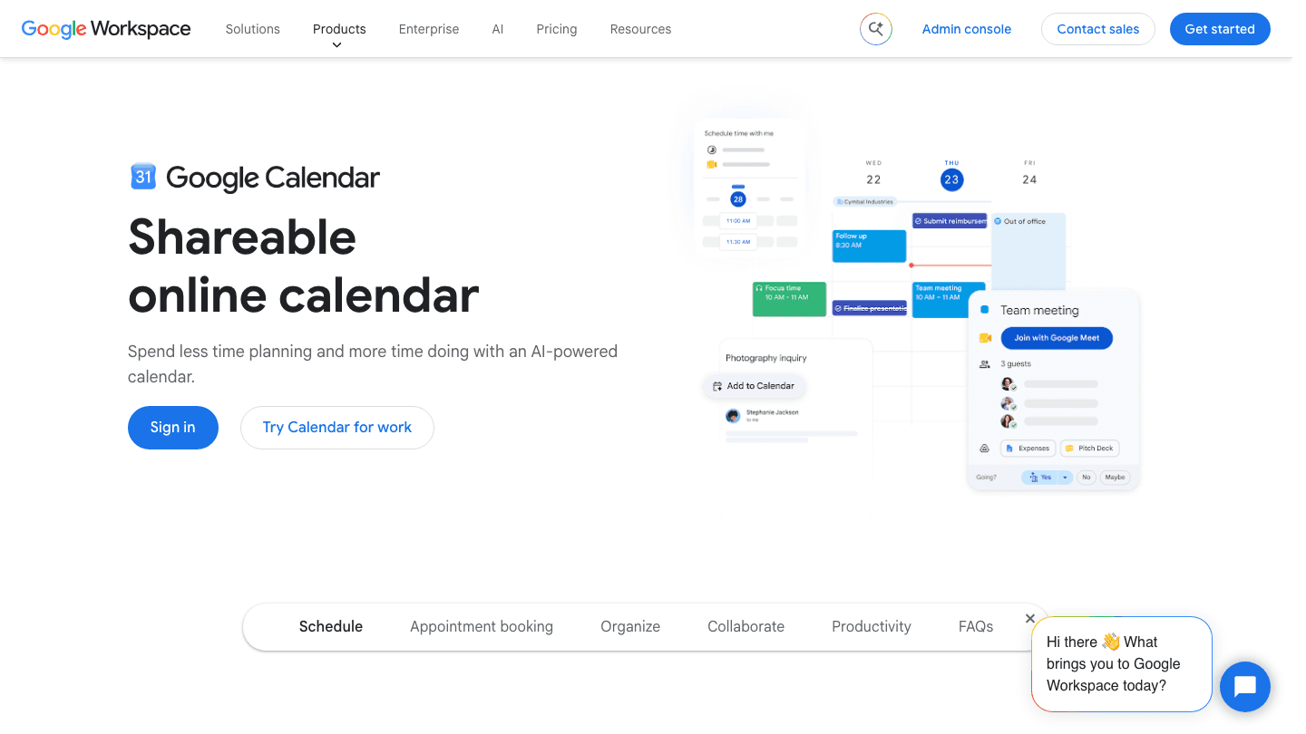 Google Calendar website