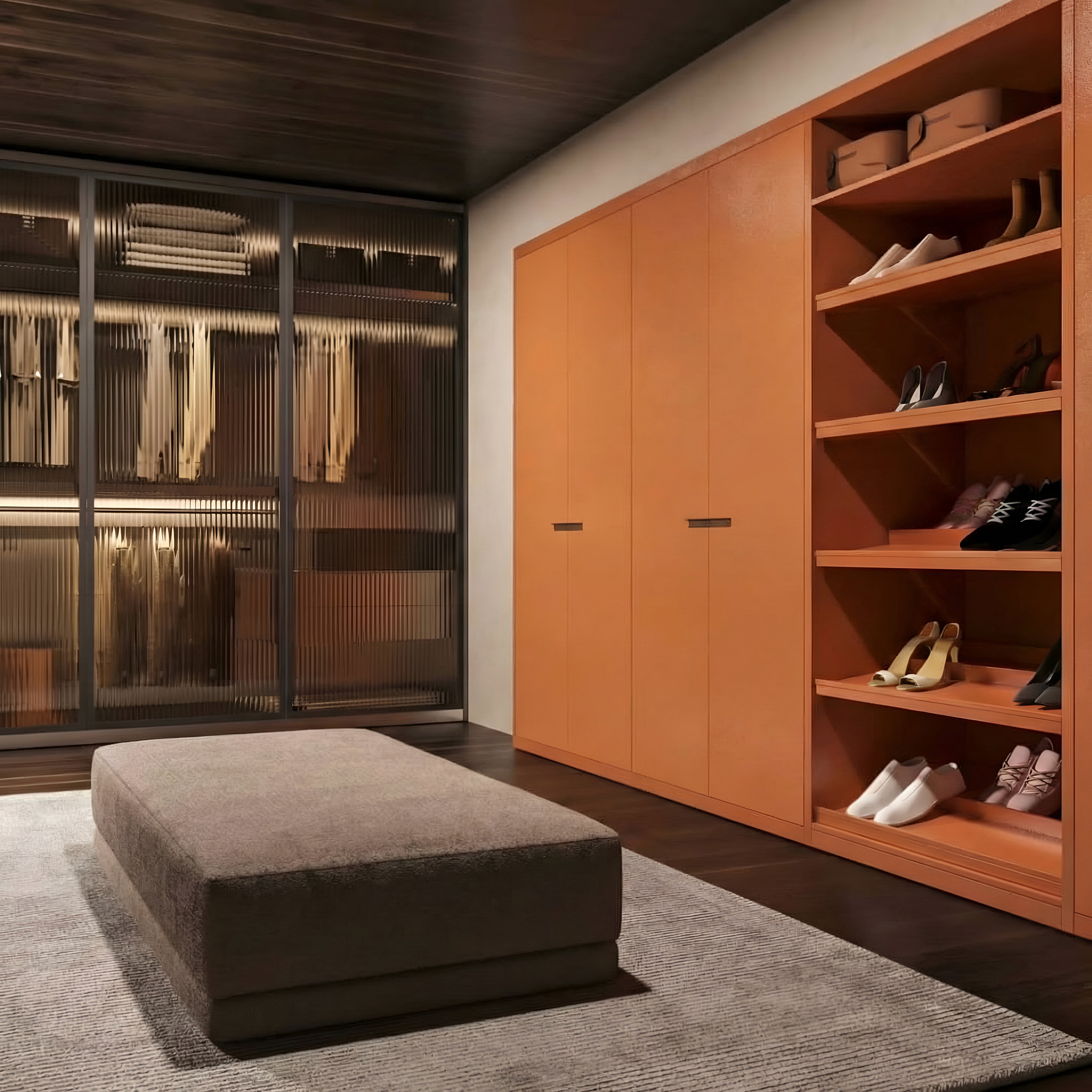 brown and white couch beside window