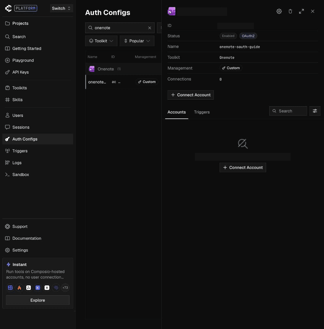 Auth config created