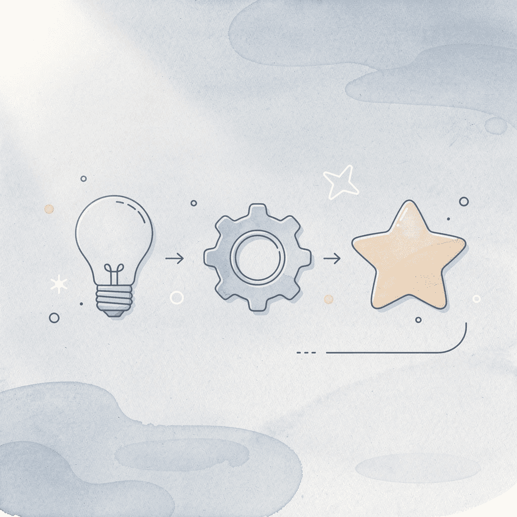 Three icons showing progression from idea to execution to business success - Business T-Shirt Design Ideas