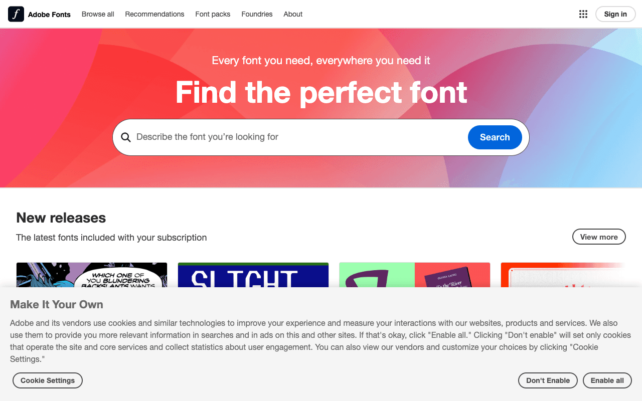 Adobe Fonts екранна снимка