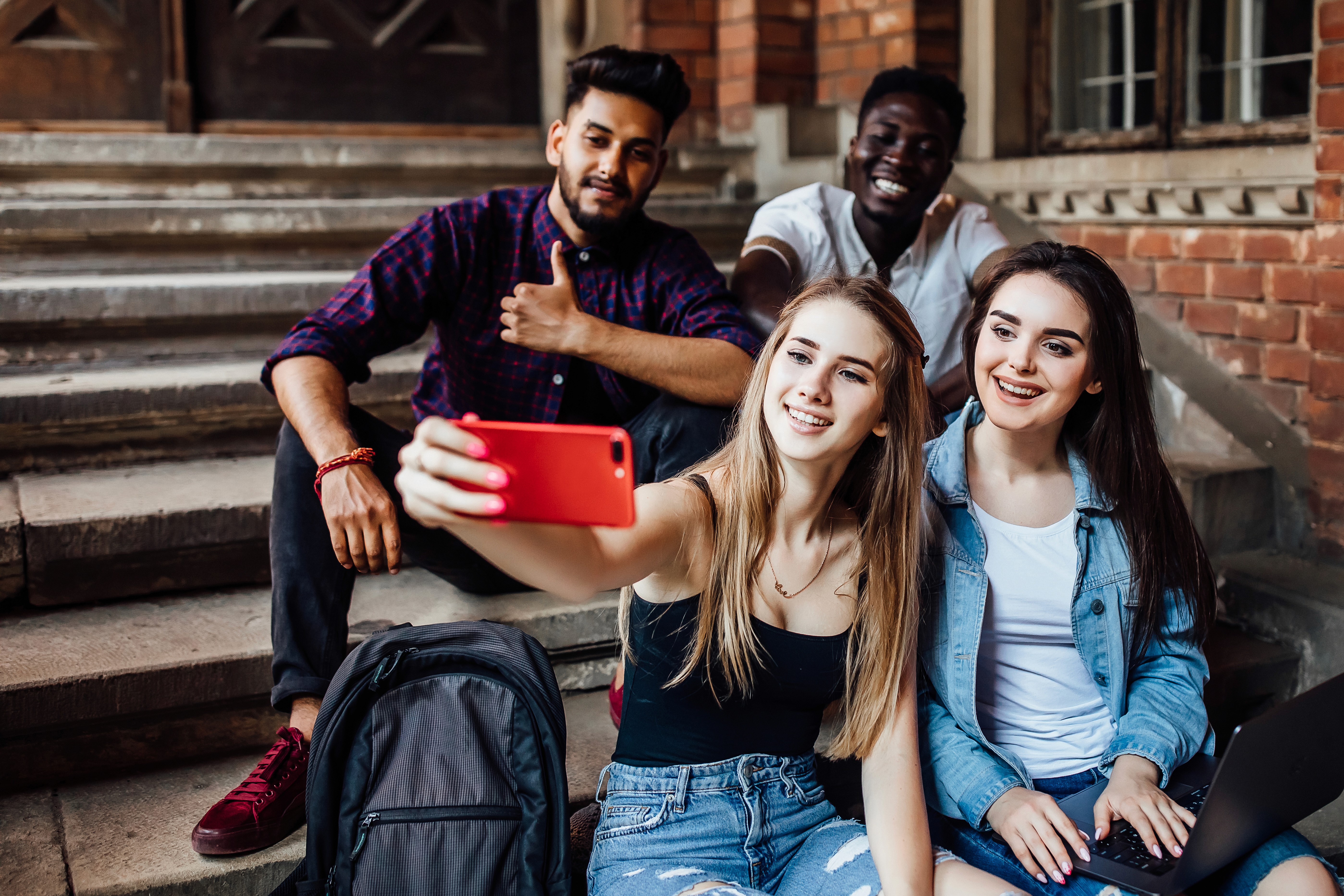 Students celebrating admission abroad