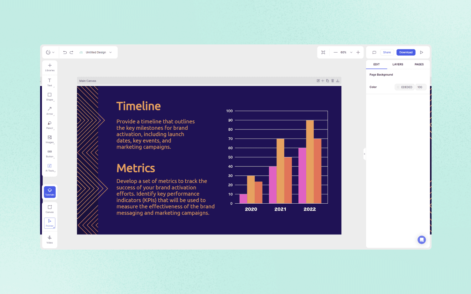 how to add charts and graphs in presentation in glorify