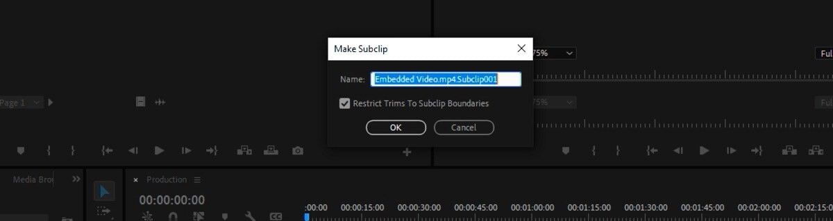 Subclips in Premiere Pro