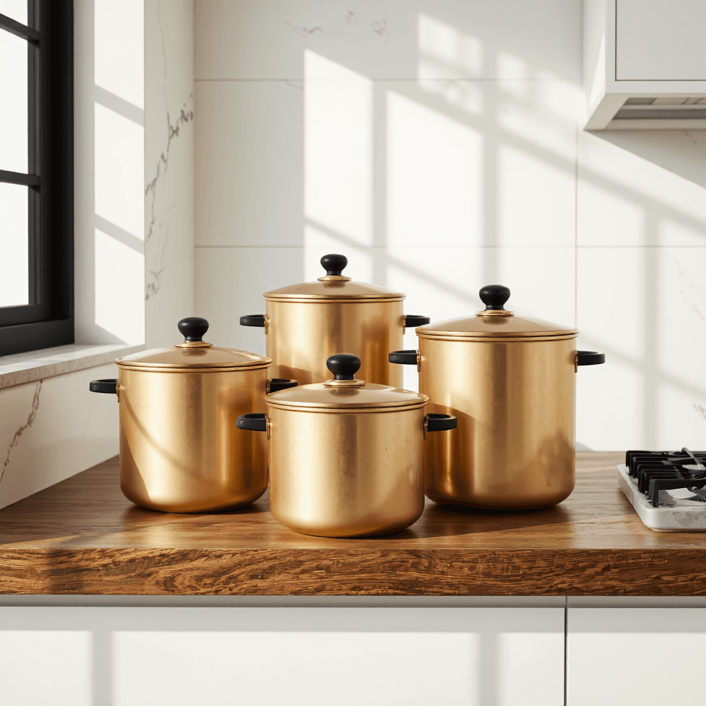 product photography of set of metal storage containers with lids