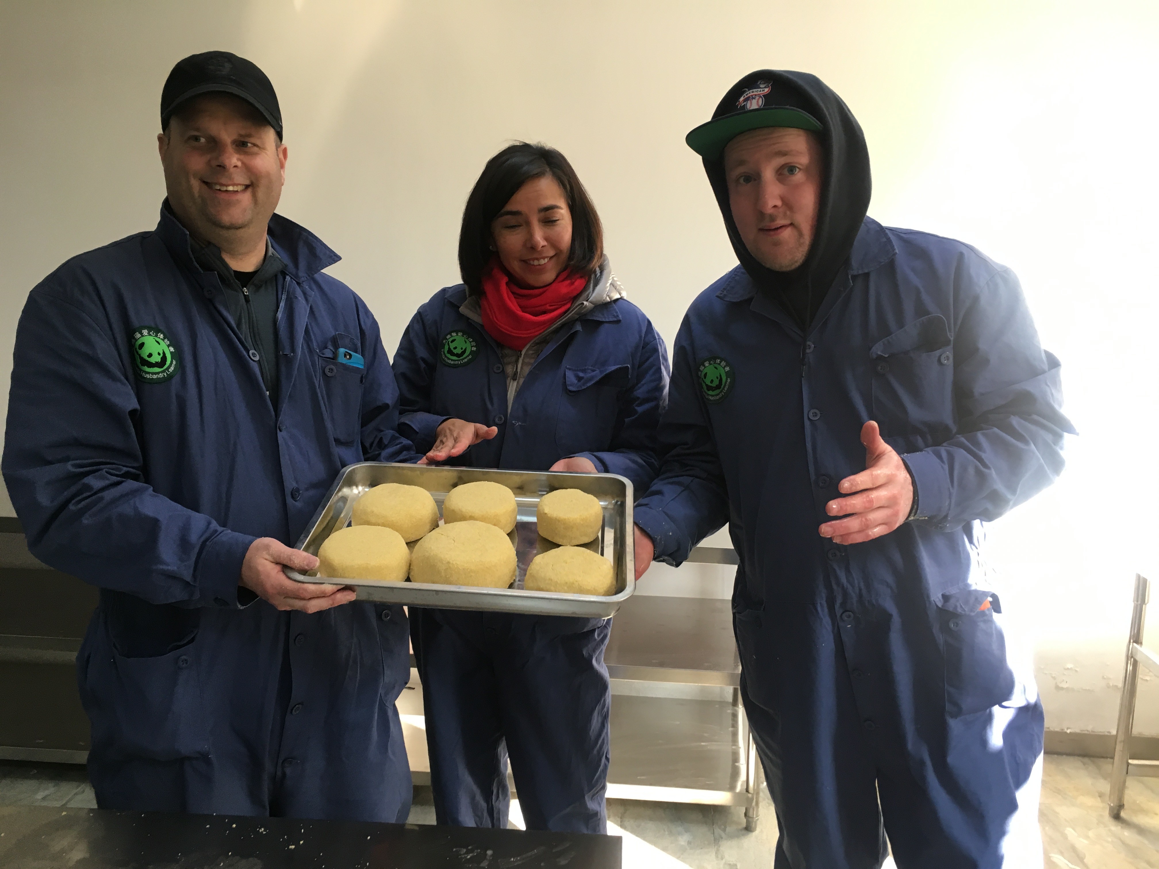 Making special nutritious panda cakes during the hands-on panda volunteer program.