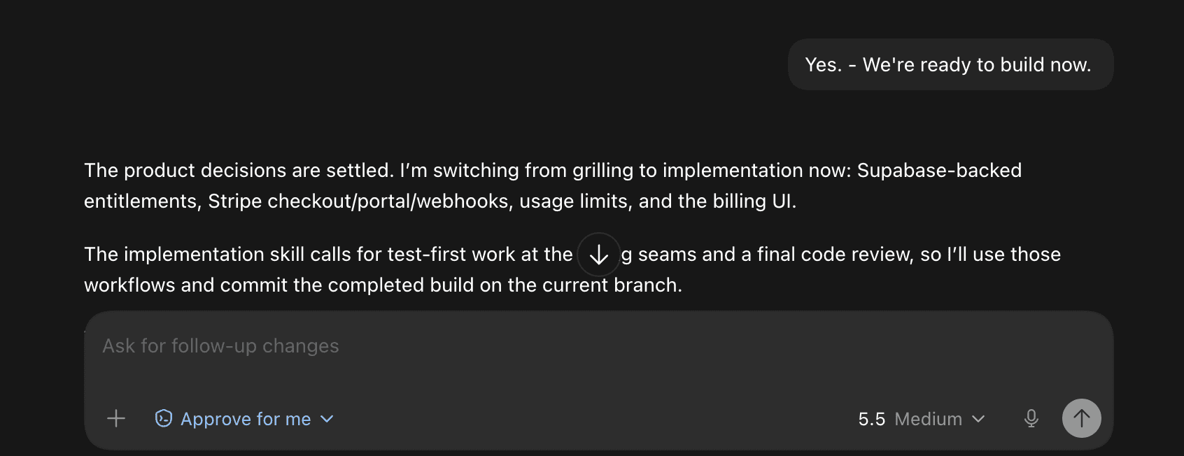 Completing a grill-me session in Codex