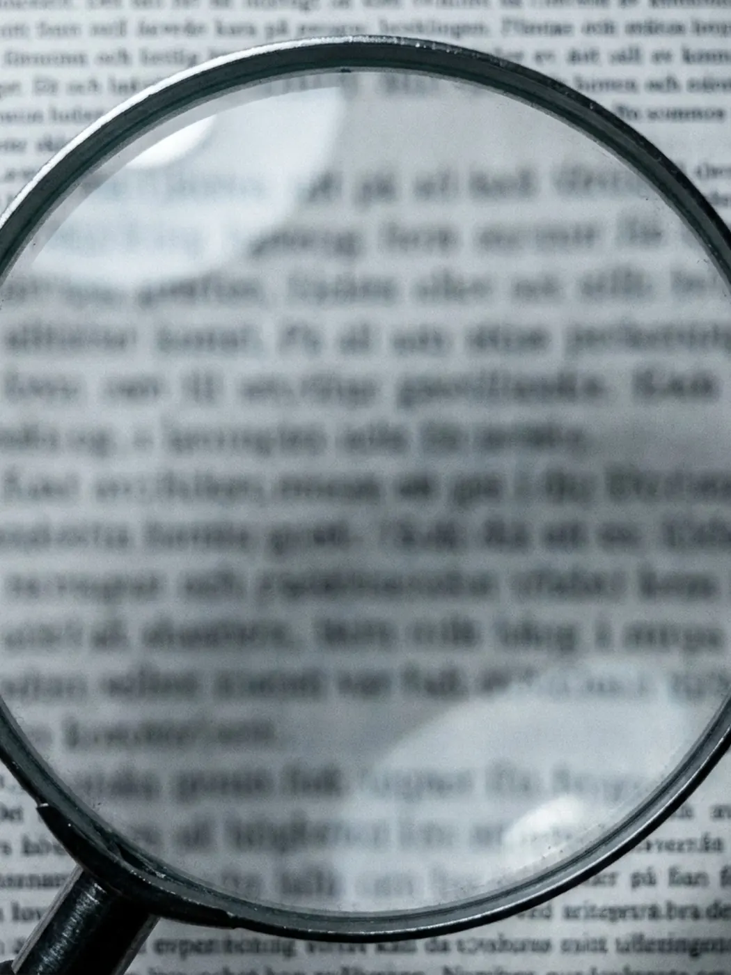 Magnifying glass over text