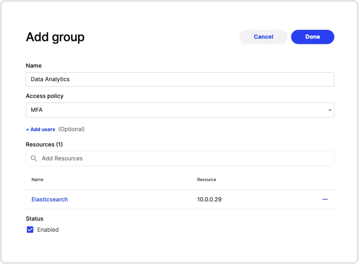 Assign users and resources to a group