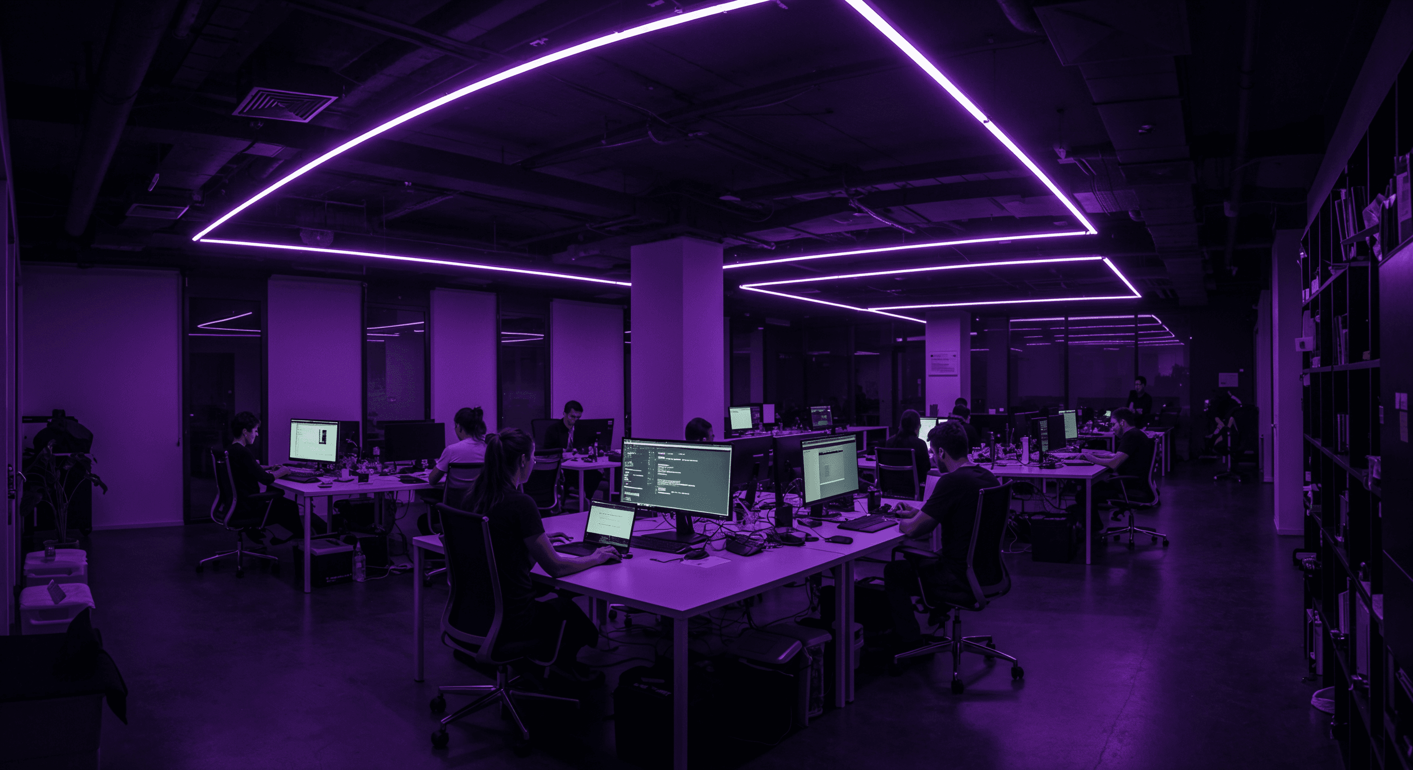 The girl works at home on a laptop