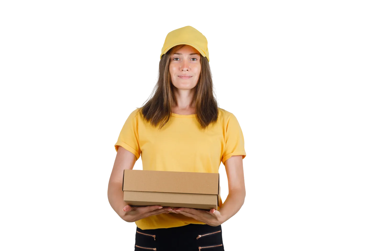 Courier holding a laptop box