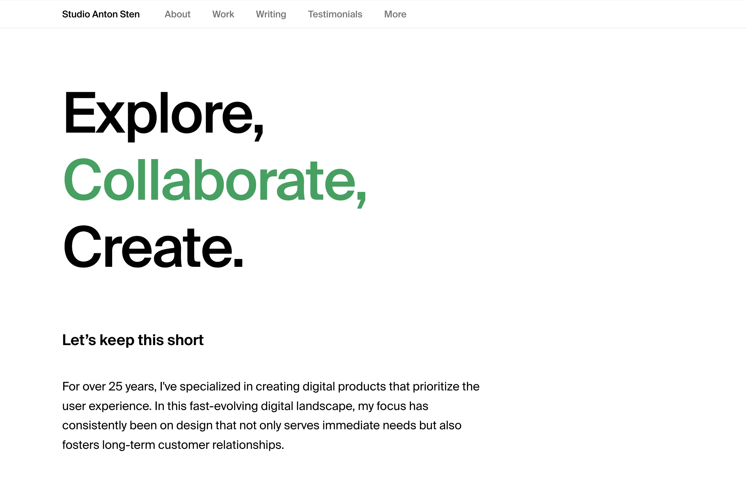 Anton Sten Portfolio Website Developed by Aaron Rolston
