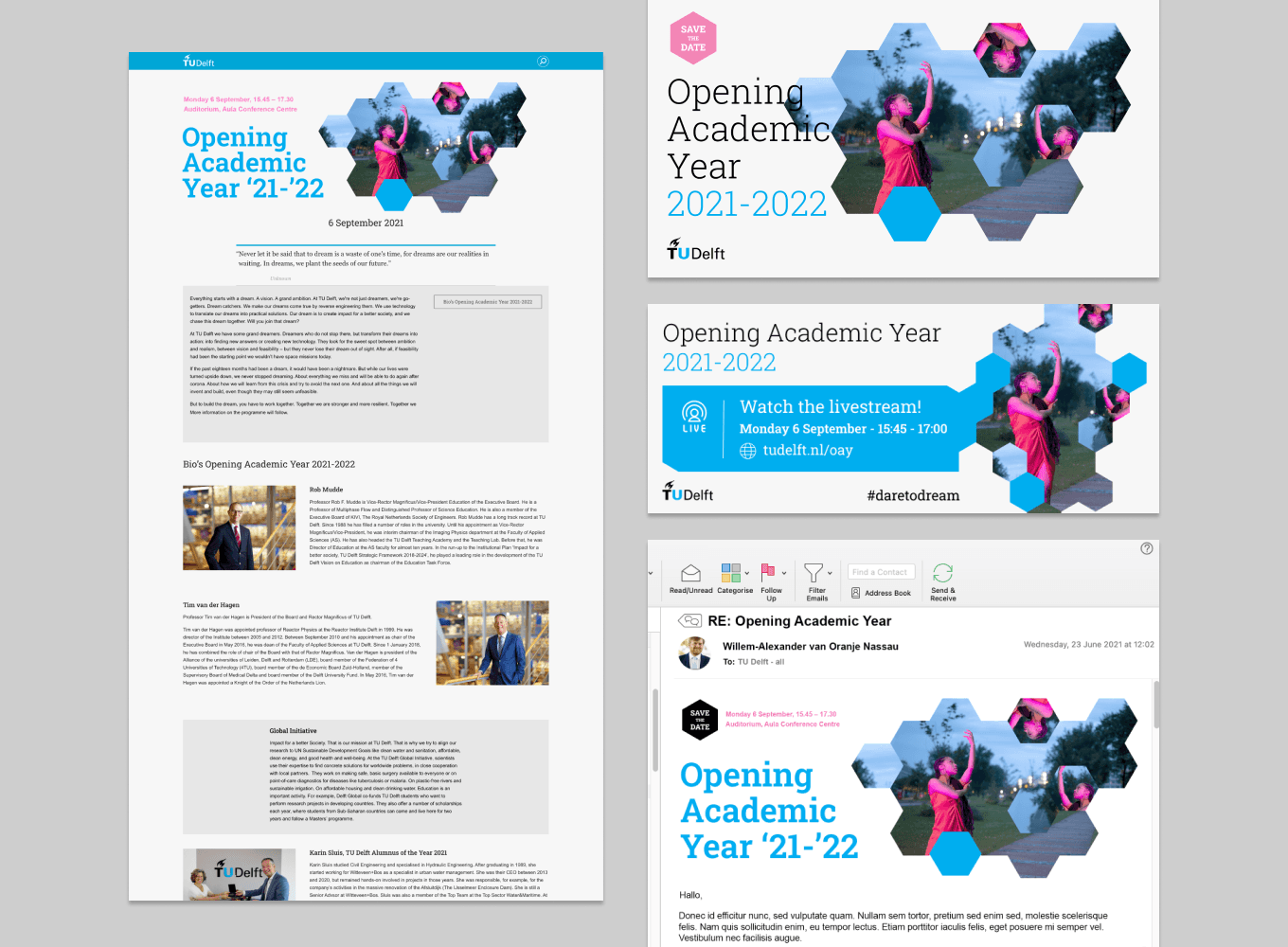 Grafische vormgeving van TU Delft Opening Academic Year als Freelance Brand Designer Michiel Nagtegaal - Mr. Upside uit Voorburg
