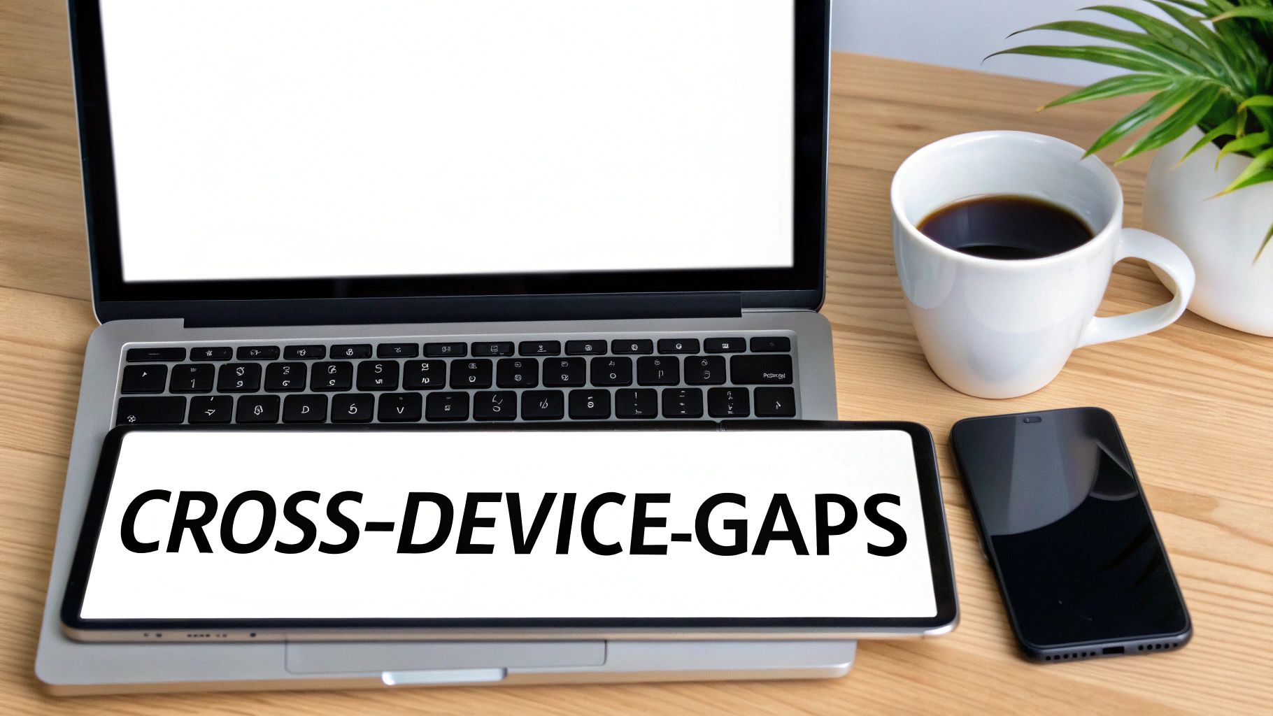 A modern workspace with a laptop, tablet displaying 