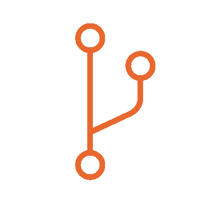 Animated orange network node icon