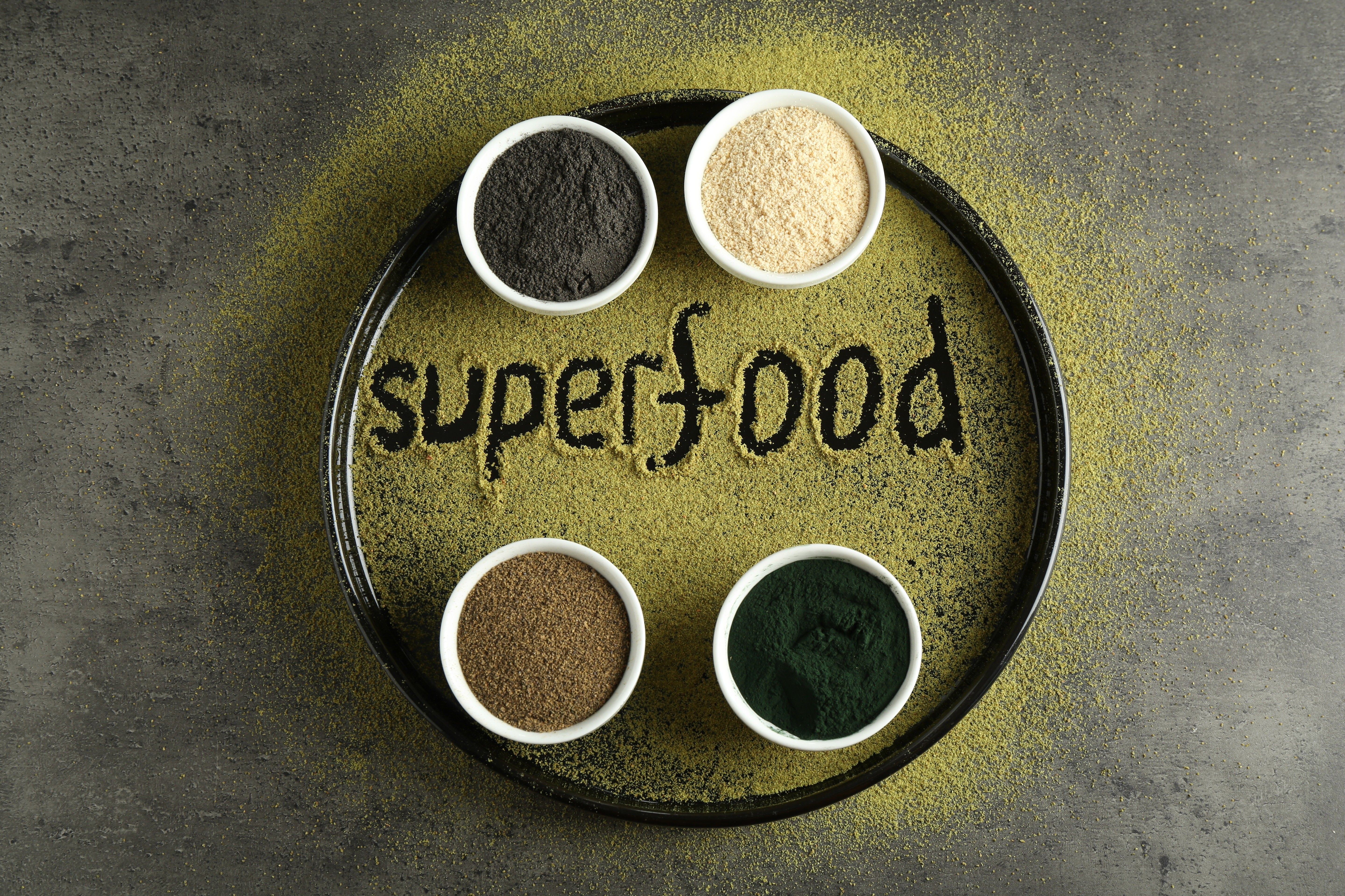 word-superfood-and-different-healthy-powders