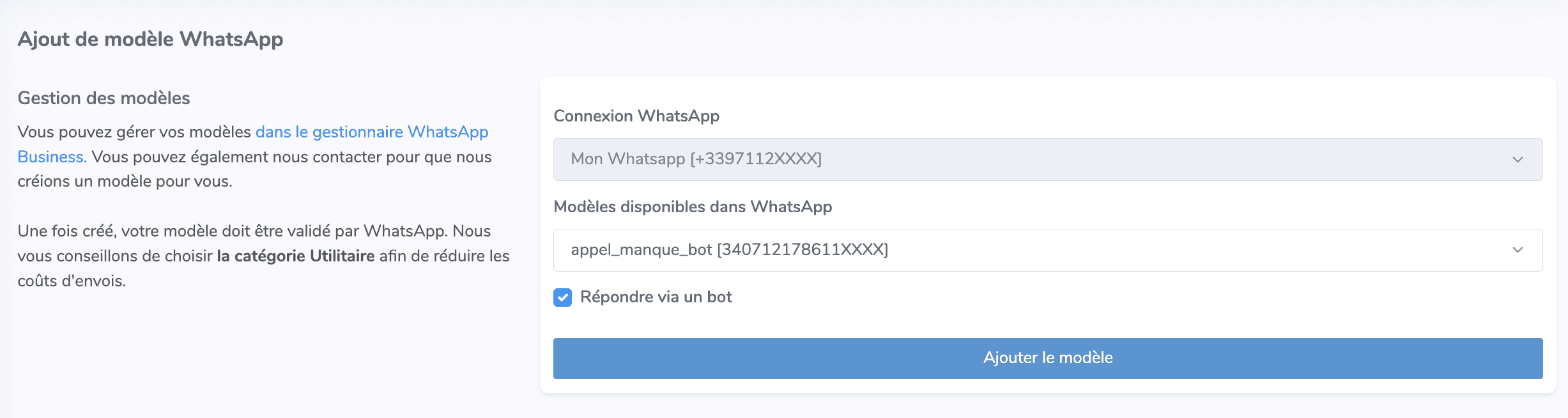 Gestion des modèles