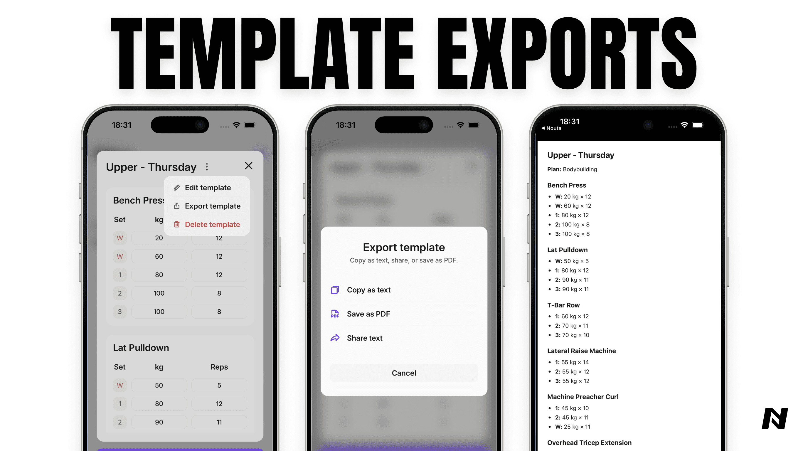 Nouta template exports update
