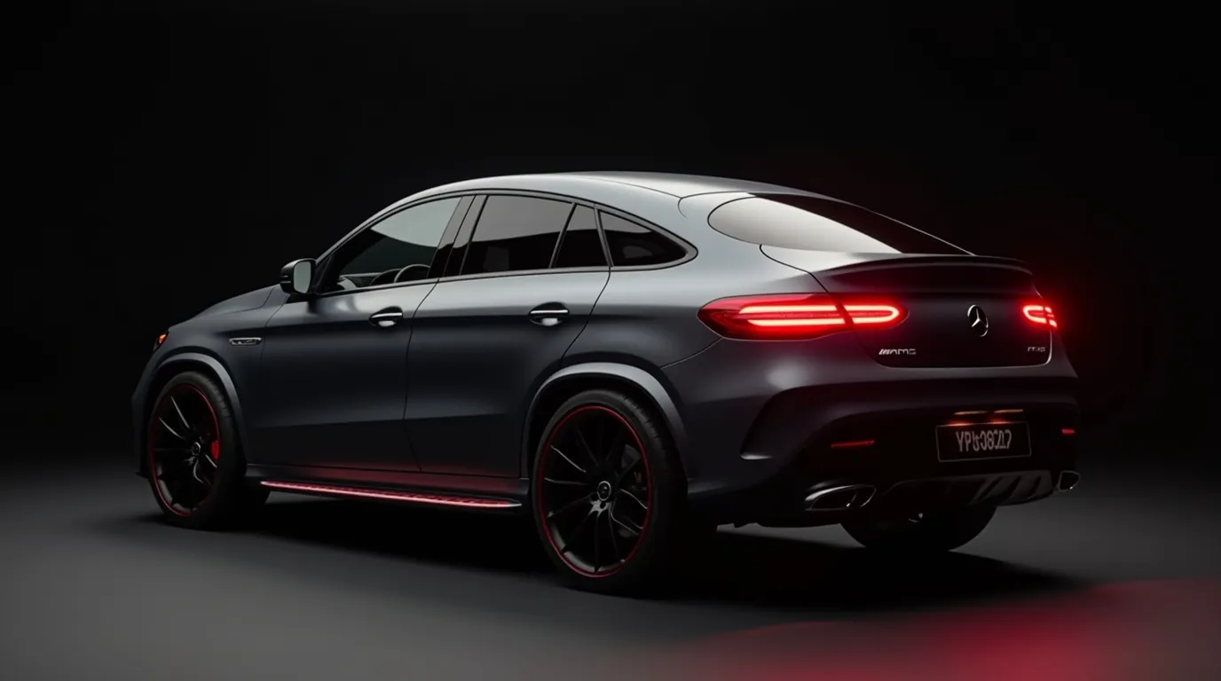 A fast black sports car races down the highway.