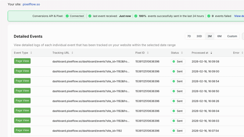 PixelFlow sending server-side conversion events to Facebook